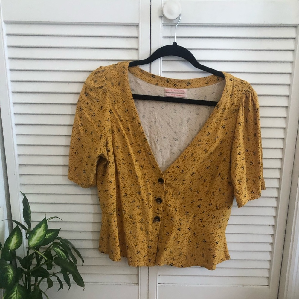 Yellow Urban Outfitters Button-Up Blouse